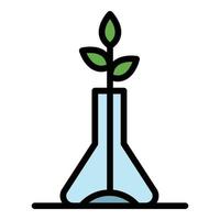 Flask eco plant icon color outline vector