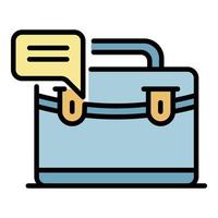 Briefcase with chat bubble icon color outline vector