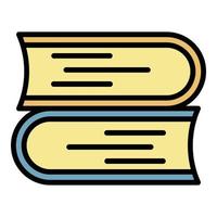 vector de contorno de color de icono de pila de libros