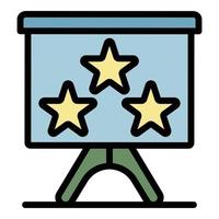 Three stars on a flipchart icon color outline vector