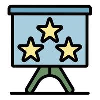 Three stars on a flipchart icon color outline vector