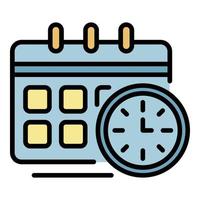 Clock calendar icon color outline vector