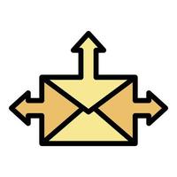 Envelope with arrows icon color outline vector