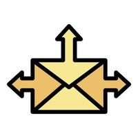 Envelope with arrows icon color outline vector