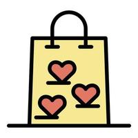 Package with hearts icon color outline vector
