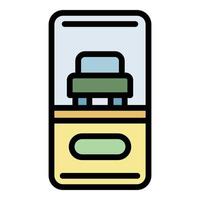Order taxi from smartphone icon color outline vector