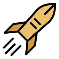 Rocket in flight icon color outline vector