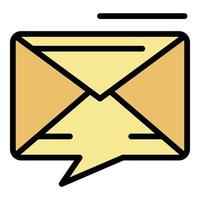 Chat bubble envelope icon color outline vector