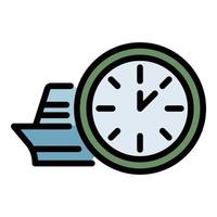 Station clock icon color outline vector