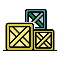 Farm box icon color outline vector