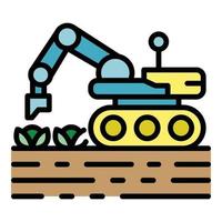 Smart farm robot cabbage icon color outline vector