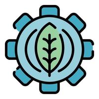Eco leaf farm gear icon color outline vector