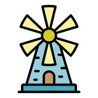 Windmill icon color outline vector