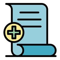 Medical document icon color outline vector