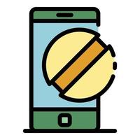 Smartphone and pill icon color outline vector