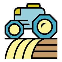 Smart robot tractor icon color outline vector