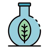 Eco leaf in flask icon color outline vector