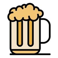 Mug of beer with foam icon color outline vector