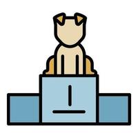 Dog on podium icon color outline vector