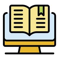 Open computer book icon color outline vector