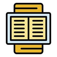 Smartphone and open book icon color outline vector