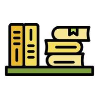 Books on the shelf icon color outline vector