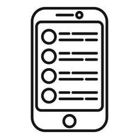 vector de contorno de icono de base de datos de smartphone. datos de los clientes