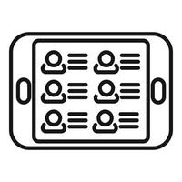 Tablet database icon outline vector. Platform access vector
