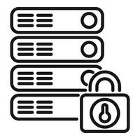 vector de contorno de icono de servidor de datos bloqueado. sistema de plataforma