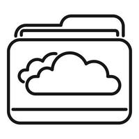 Acceda al vector de contorno del icono de la carpeta de la nube. crm de datos