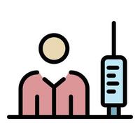 Immunization syringe icon color outline vector