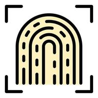 Fingerprint examination icon color outline vector