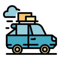 Car travel icon color outline vector