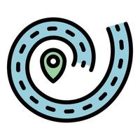 Gps route icon color outline vector