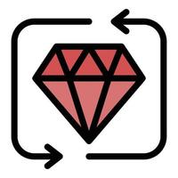 Diamond and arrows around icon color outline vector