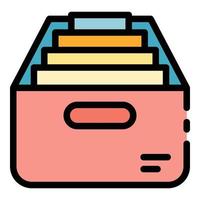 Box with personal files icon color outline vector