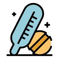 Thermometer and pill icon color outline vector