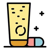 Shampoo and pill icon color outline vector