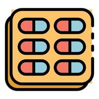 Blister with pills icon color outline vector