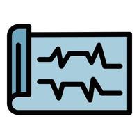 ECG printout icon color outline vector