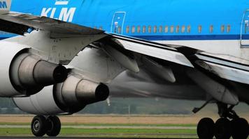 AMSTERDAM, THE NETHERLANDS JULY 25, 2017 - KLM Royal Dutch Airlines Boeing 747 PH BFC accelerate before departureat Polderbaan 36L, Shiphol Airport, Amsterdam, Holland video