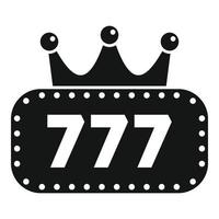 King 777 icon simple vector. Spin game vector