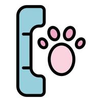 Paw and handset icon color outline vector