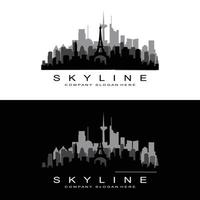 Skyline Logo Design, Cityscape Vector Tall Buildings, City Building Fit Design, Banner Template Construction Company