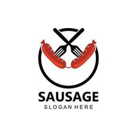 Sausage Logo, Modern Food Vector, Design For Grill Food Brands, BBQ, Sausage Shop, Hotdog vector