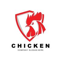 logotipo de pollo, vector de animales de granja, diseño para granja de pollos, restaurante de pollo frito, cafetería