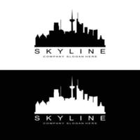 Skyline Logo Design, Cityscape Vector Tall Buildings, City Building Fit Design, Banner Template Construction Company