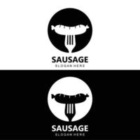 logo de salchicha, vector de comida moderna, diseño para marcas de comida a la parrilla, bbq, tienda de salchichas, perrito caliente