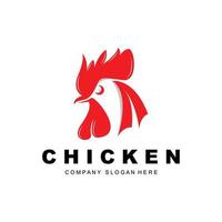 logotipo de pollo, vector de animales de granja, diseño para granja de pollos, restaurante de pollo frito, cafetería