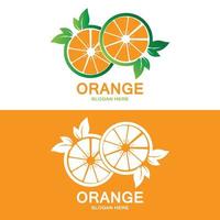 diseño de logotipo naranja, vector de fruta fresca, diseño de tienda de frutas, plantilla de banner, icono de fruta naranja